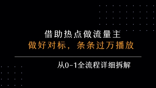 借力热点，乘顺风车玩流量主，条条过万播放， 每月收益5k+，从0-1全流程详细拆解-万三聊项目