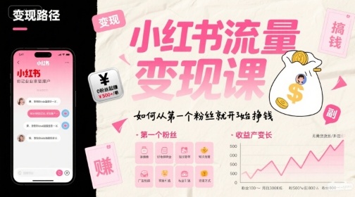 小红书流量变现课，如何从第一个粉丝就开始挣钱-万三聊项目