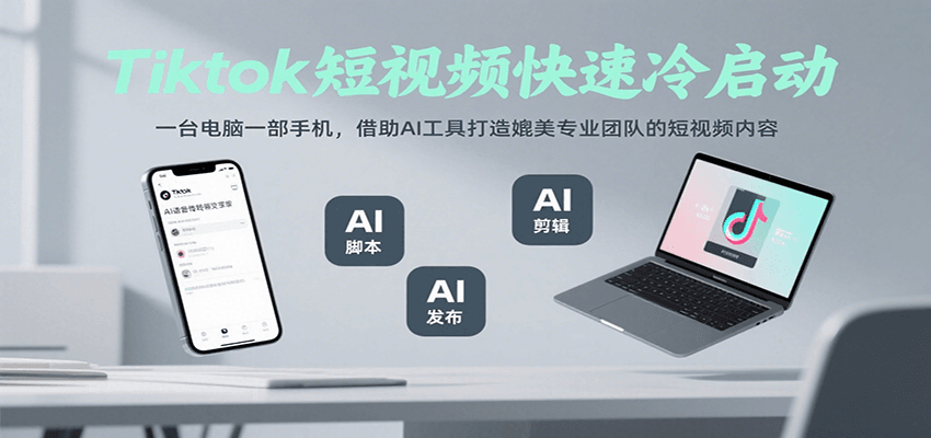 Tiktok短视频快速冷启动，一台电脑一部手机，借助AI工具打造媲美专业团队的短视频内容-万三聊项目