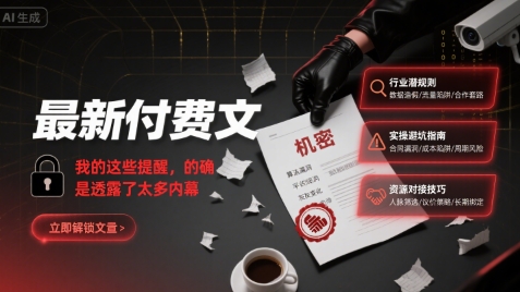 最新付费文：我的这些提醒，的确是透露了太多内幕-万三聊项目