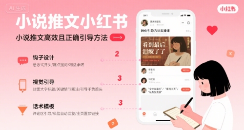 小说推文小红书高转化引导方法实操课，小说推文高效且正确引导方法-万三聊项目