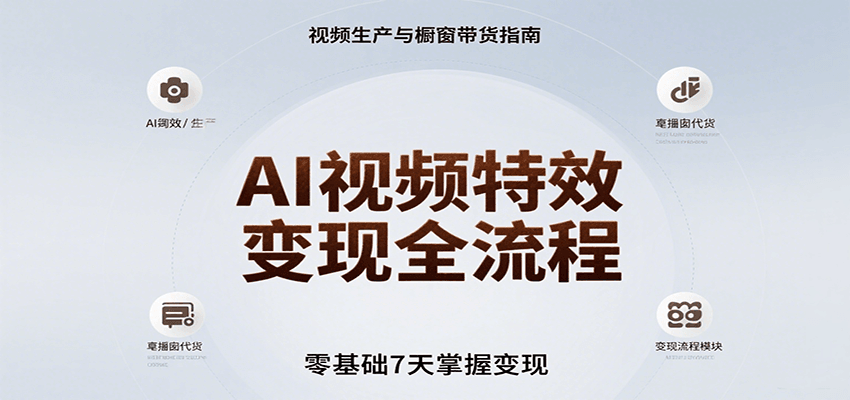 AI视频特效变现全流程，零基础7天掌握视频生产到橱窗带货变现-万三聊项目