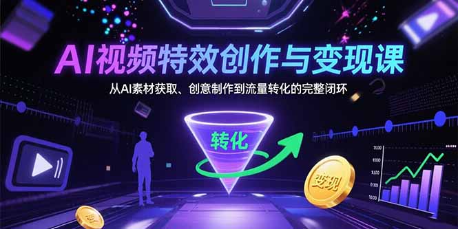AI视频特效创作与变现课：从AI素材获取、创意制作到流量转化的完整闭环-万三聊项目