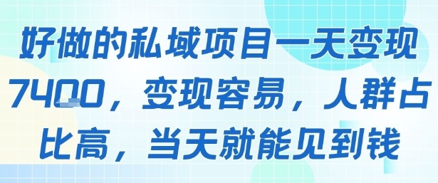 好做的私域项目一天变现1k+，变现容易，人群占比高，当天就能见到钱-万三聊项目