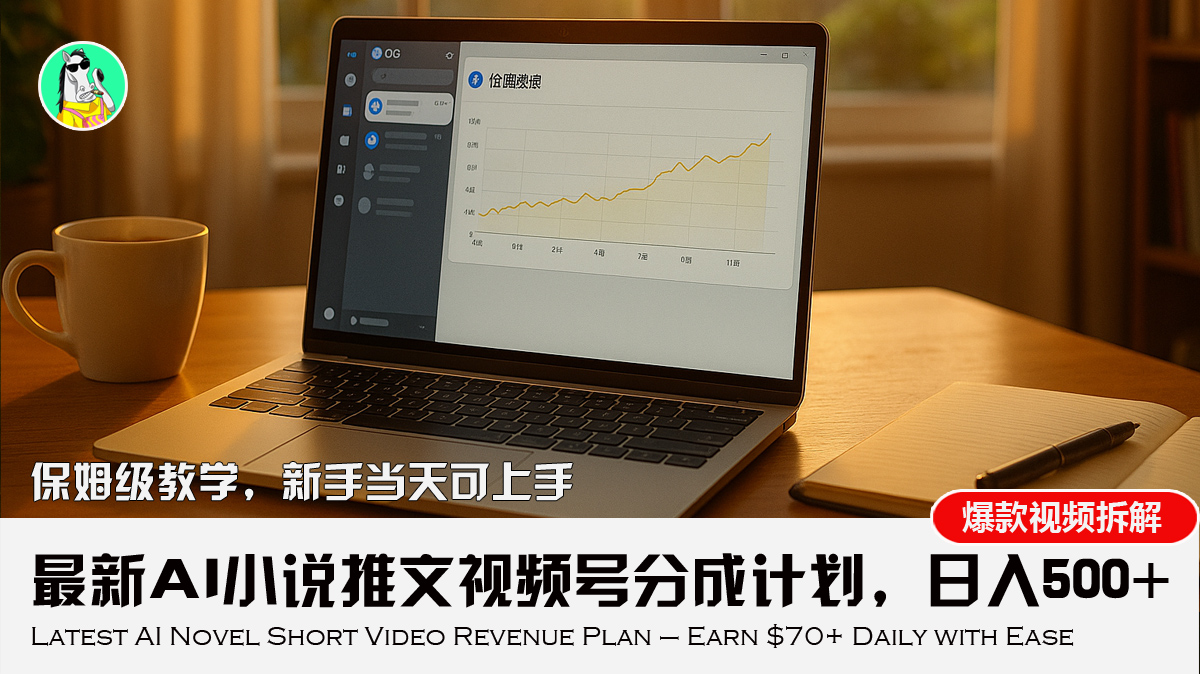 最新AI小说推文视频号分成计划，新手小白也能当天日入500+教程-万三聊项目