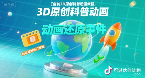 自制3D原创科普动画教程，动画还原事件，抖音最新热门赛道，可过伙伴计划-万三聊项目