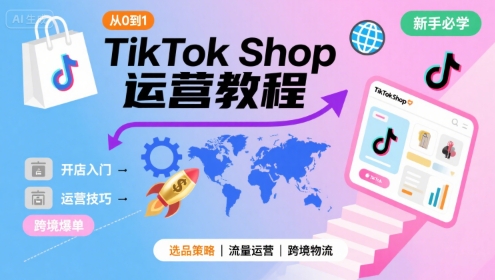 TikTok Shop从0到1运营教程，TikTok跨境电商新手必学课程-万三聊项目