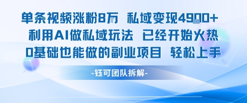 单条视频私域变现4.9k+利用AI做私域玩法 已经开始火热0基础也能做的副业项目轻松上手-万三聊项目