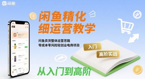 闲鱼精细化运营入门+高阶实战教学，闲鱼卖货整体运营思路，零成本零风险轻创业电商项目-万三聊项目