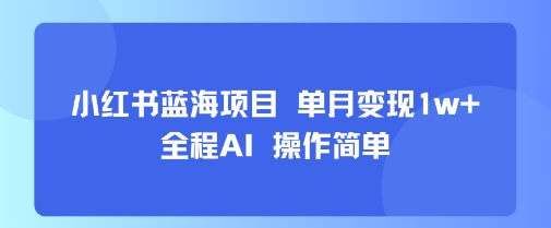 小红书蓝海项目 单月变现1w+ 全程AI 操作简单-万三聊项目
