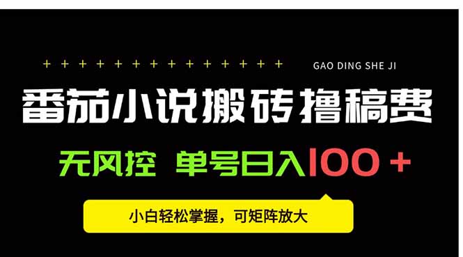 番茄小说创作人搬砖赚稿费，无风控单号日入100＋，小白轻松掌握，可矩…-万三聊项目