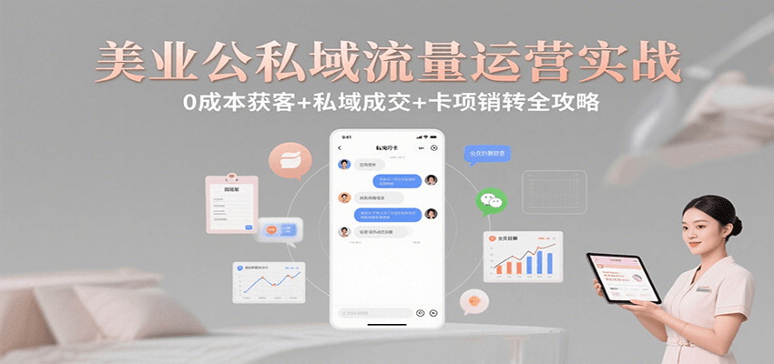 美业公私域流量运营实战：0成本获客+私域成交+卡项销转全攻略-万三聊项目