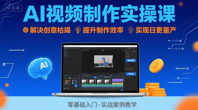 Ai视频制作实操课，解决创意枯竭、效率低下痛点，实现日更量产可持续变现-万三聊项目