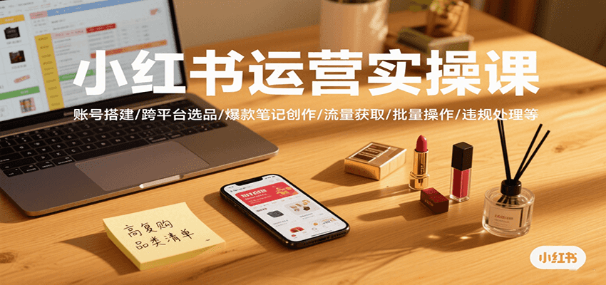小红书运营实操课，账号搭建/跨平台选品/爆款笔记创作/流量获取/批量操作/违规处理等-万三聊项目