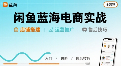 闲鱼蓝海电商实战，店铺搭建运营售后全流程-万三聊项目