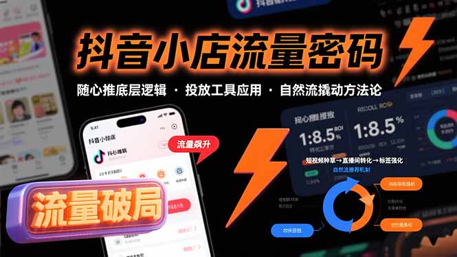 抖音小店流量密码，随心推底层逻辑，投放工具应用，自然流撬动核心方法论-万三聊项目
