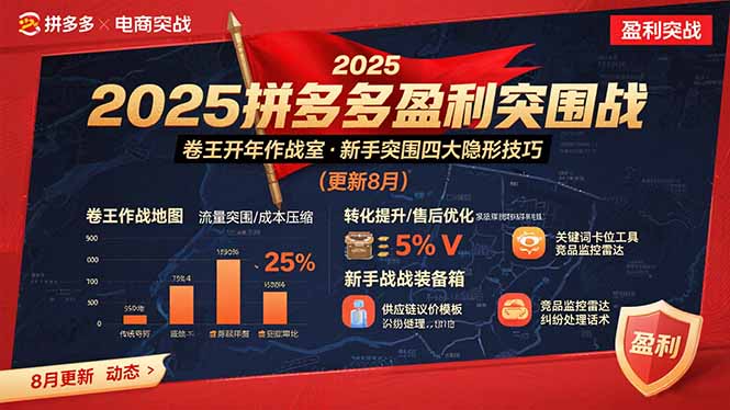 2025拼多多盈利突围战：卷王开年作战室，新手突围四大隐形技巧(更新8月-万三聊项目