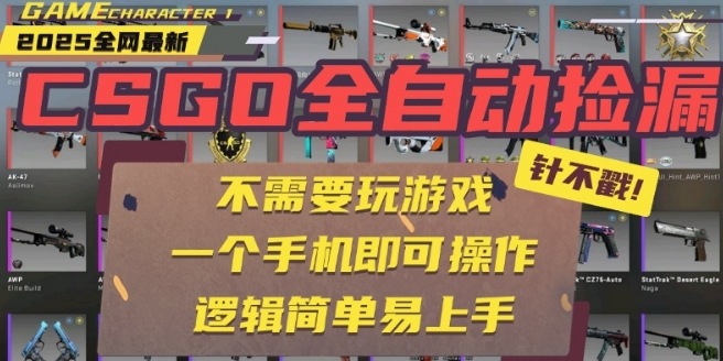 CSGO自动捡漏项目，最新独家玩法，一个手机即可操作，新手小白轻松月入1W+，操作简单易上手【揭秘】-万三聊项目