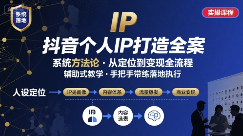 抖音个人IP系统落地实操大课，实操课程，辅助落地-万三聊项目