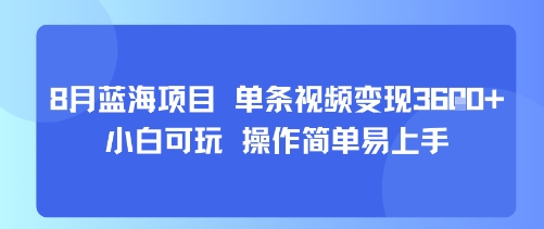 8月AI蓝海项目，单条视频变现1k+ 小白可玩 操作简单易上手-万三聊项目