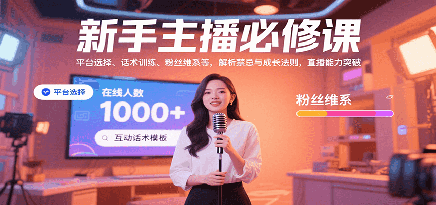 新手主播必修课：平台选择、话术训练、粉丝维系等，解析禁忌与成长法则，突破直播能力-万三聊项目