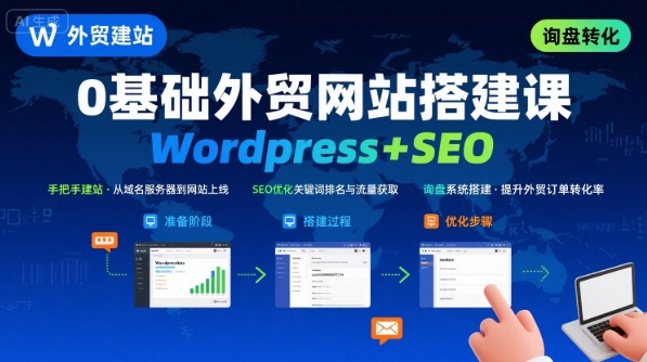 WordPress外贸建站+SEO优化课程，手把手教你从0到1搭建可获得询盘的外贸网站-万三聊项目