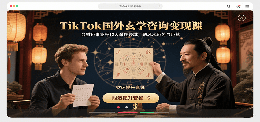 TikTok国外玄学咨询变现课，含财运事业等12大命理领域，融风水运势与运营-万三聊项目