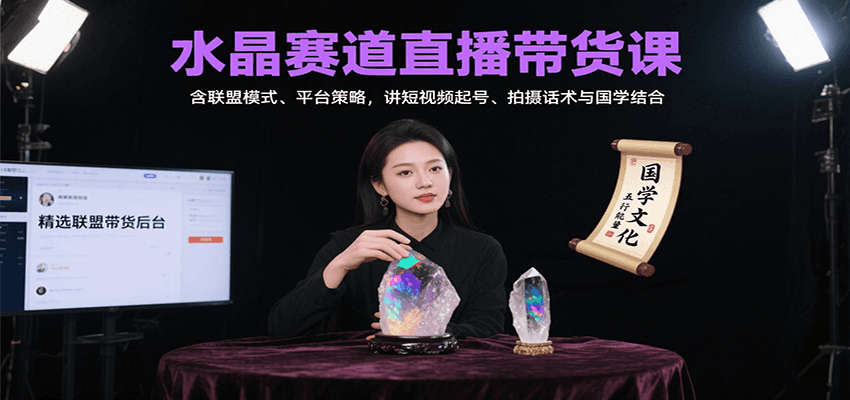 水晶赛道直播带货课：含联盟模式、平台策略，讲短视频起号、拍摄话术与国学结合-万三聊项目