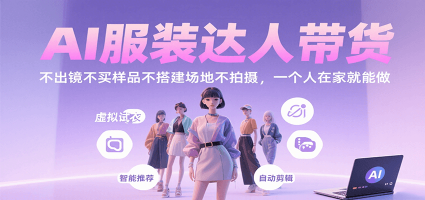 AI服装达人带货，不出镜不买样品不搭建场地不拍摄，一个人在家就能做-万三聊项目