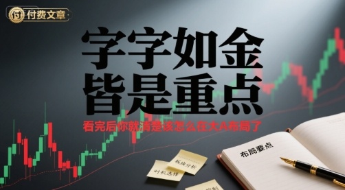 付费文章：字字如金 皆是重点， 看完后 你就清楚该怎么在大A布局了-万三聊项目