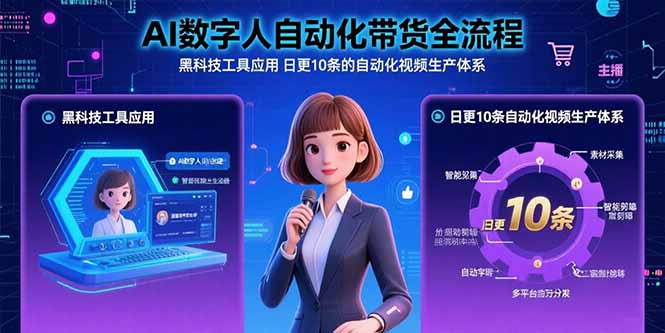 AI数字人自动化带货全流程：黑科技工具应用 日更10条的自动化视频生产体系-万三聊项目