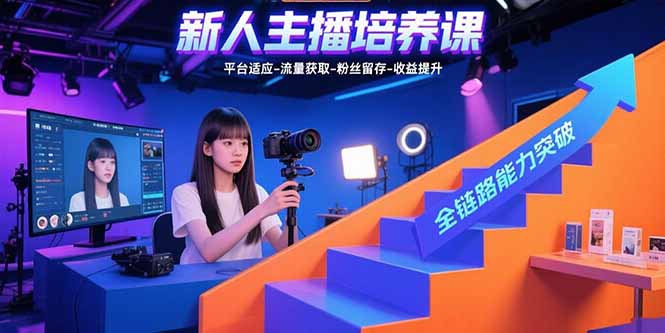 新人主播培养课：平台适应-流量获取-粉丝留存-收益提升 全链路能力突破-万三聊项目