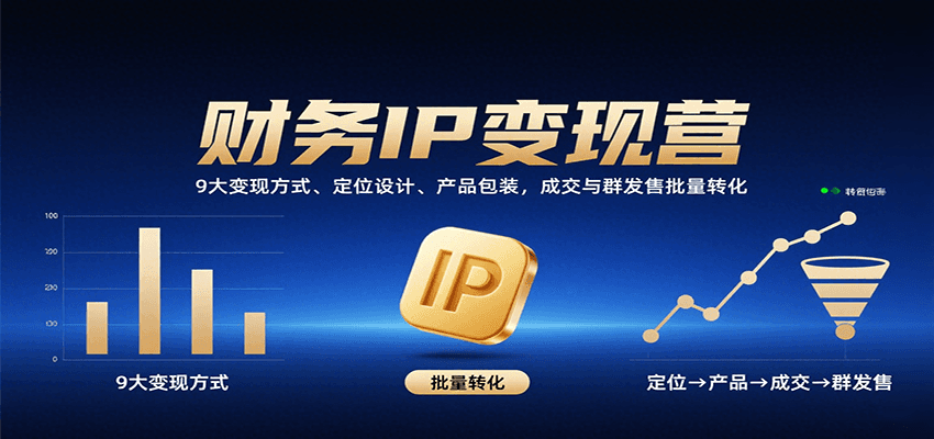 财务IP变现营：9大变现方式、定位设计、产品包装，成交与群发售批量转化-万三聊项目