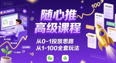 随心推高级课程，从0-1投放思路，也有从1-100的全套玩法-万三聊项目