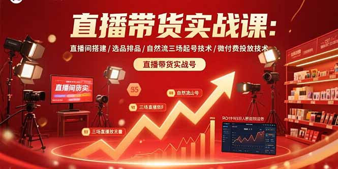 直播带货实战课：直播间搭建/选品排品/自然流三场起号技术/微付费投放技术-万三聊项目
