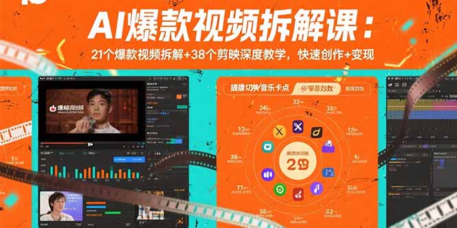 AI爆款视频拆解课：21个爆款视频拆解+38个剪映深度教学，快速创作+变现-万三聊项目
