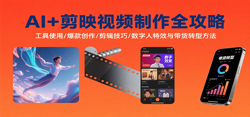 AI+剪映视频制作全攻略：工具使用/爆款创作/剪辑技巧/数字人特效与带货转型方法-万三聊项目