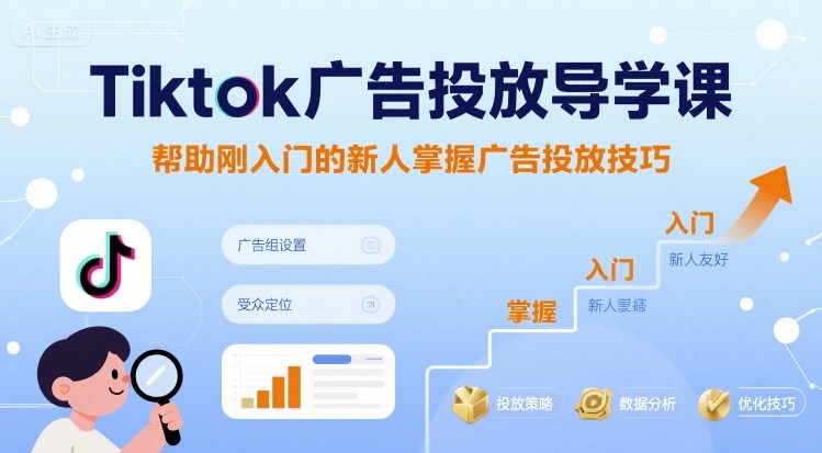 Tiktok广告投放导学课，帮助刚入门的新人掌握广告投放技巧-万三聊项目
