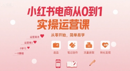 小红书电商从0到1实操运营课，从零开始，简单易学-万三聊项目