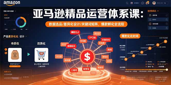 亚马逊精品运营体系课：数据选品/差异化设计/关键词矩阵，爆款孵化全流程-万三聊项目