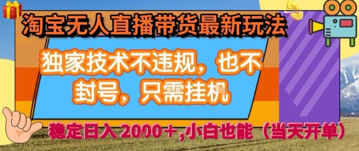 淘宝无人直播带货最新玩法，独家技术不违规，也不封号，全自动运行，只需挂着， 稳定日入2k【揭秘】-万三聊项目