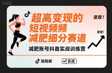 超高变现的短视频减肥细分赛道，减肥账号抖音实战训练营-万三聊项目