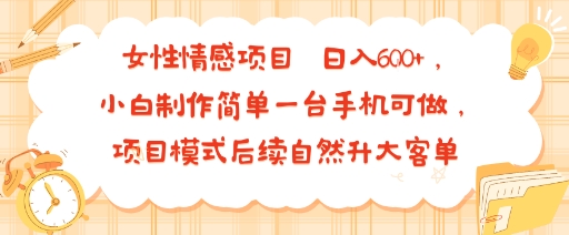 女性情感项目 小白制作简单一台手机可做 项目模式后续自然升大客单 日入6张-万三聊项目