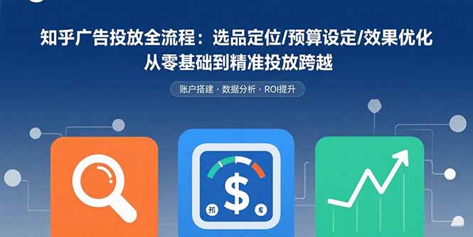 知乎广告投放全流程：选品定位/预算设定/效果优化 从零基础到精准投放跨越-万三聊项目