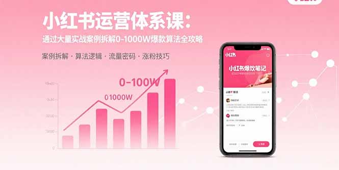 小红书运营体系课：通过大量实战案例拆解0-1000W爆款算法全攻略-万三聊项目