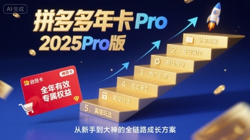 拼多多年卡2025Pro版，五大板块从认知到基础、从推广到活动、从活动到玩法-万三聊项目