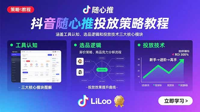 抖音随心推投放策略教程：涵盖工具认知、选品逻辑和投放技术三大核心模块-万三聊项目